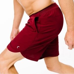 Zyia Active Versatility Maroon Red Perforated Mesh Logo Athletic Shorts